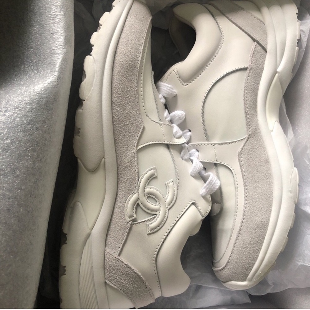 BRAND NEW CHANEL triple white runners
